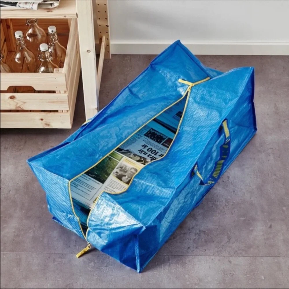 2 IKEA Reusable Frakta Zipper Tote Bags Large Backpack Bag NEW NWT